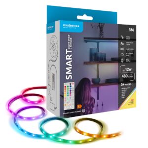 Modee Smart LED Strip met Afstandsbediening en Bewegingssensor 3 Meter - 12W - Lichtstrip Zelfklevend - RGB en Warm Wit - 5 Stuks