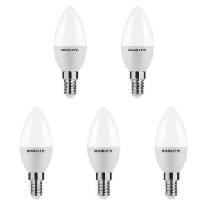 Asalite LED Lamp C37 E14 Fitting - 6W = 40W - 510 Lumen - 4000K Neutraal Wit Licht - Niet Dimbaar - 220-240V - Energiezuinig - Kaarslamp LED - 5 stuks