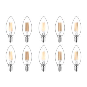 Avide E14 LED Filament Lamp 4.5W - 270lm - 2700K - Neutraal Wit - LED Kaarslamp B35 - Vervangt 40W Gloeilamp - 10 stuks