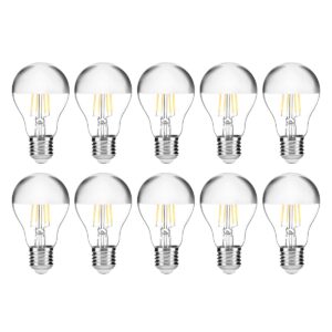 Avide E27 LED Filament Lamp 7W - 680lm - 2700K - Extra Warm Wit - LED Kopspiegel Globe A60 - Vervangt 60W Gloeilamp - 10 stuks
