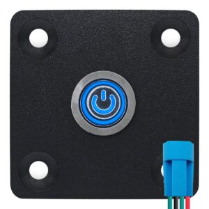 ProRide Metalen drukschakelaar Inbouwpaneel 12V ON-OFF - 12mm - met Aansluitkabel - 12V/24V - LED indicatie Blauw