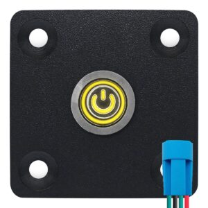 ProRide Metalen drukschakelaar Inbouwpaneel 220V ON-OFF - 12mm - met Aansluitkabel - LED indicatie Geel