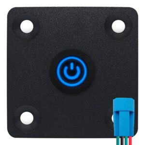 ProRide Metalen Pulsschakelaar Inbouwpaneel 220V OFF-(ON) - 12mm - met Aansluitkabel - Spatwaterdicht - LED indicatie Blauw