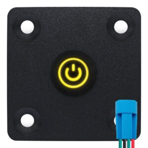 ProRide Metalen Pulsschakelaar Inbouwpaneel 220V OFF-(ON) - 12mm - met Aansluitkabel - Spatwaterdicht - LED indicatie Geel