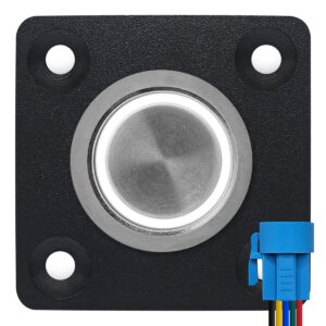 ProRide Metalen Pulsschakelaar Inbouwpaneel 12V OFF-(ON) - 22mm - met Aansluitkabel - Spatwaterdicht - 12V/24V - LED indicatie Wit