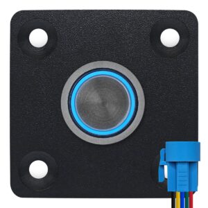 ProRide Metalen Pulsschakelaar Inbouwpaneel 220V OFF-(ON) - 16mm - met Aansluitkabel - Spatwaterdicht - LED indicatie Blauw