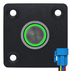 ProRide Metalen Pulsschakelaar Inbouwpaneel 220V OFF-(ON) - 16mm - met Aansluitkabel - Spatwaterdicht - LED indicatie Groen