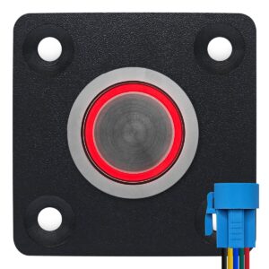 ProRide Metalen Pulsschakelaar Inbouwpaneel 220V OFF-(ON) - 19mm - met Aansluitkabel - Spatwaterdicht - LED indicatie Rood