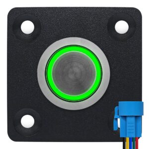 ProRide Metalen Pulsschakelaar Inbouwpaneel 220V OFF-(ON) - 19mm - met Aansluitkabel - Spatwaterdicht - LED indicatie Groen