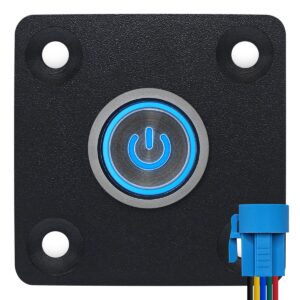 ProRide Metalen drukschakelaar Inbouwpaneel 12V ON-OFF - 16mm - met Aansluitkabel - 12V/24V - LED indicatie Blauw