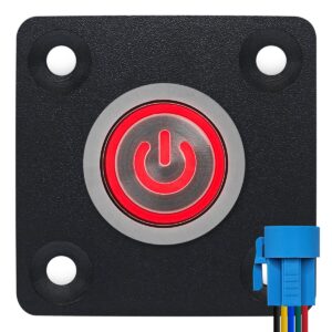 ProRide Metalen drukschakelaar Inbouwpaneel 12V ON-OFF - 19mm - met Aansluitkabel - 12V/24V - LED indicatie Rood