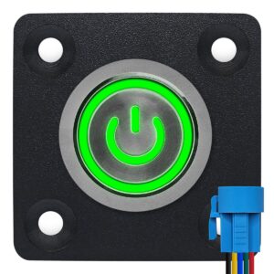 ProRide Metalen drukschakelaar Inbouwpaneel 12V ON-OFF - 22mm - met Aansluitkabel - 12V/24V - LED indicatie Groen