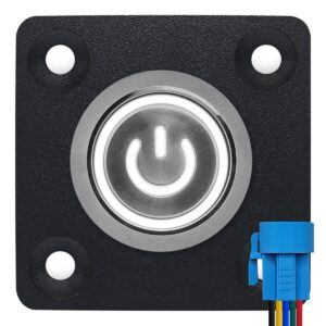 ProRide Metalen drukschakelaar Inbouwpaneel 220V ON-OFF - 22mm - met Aansluitkabel - LED indicatie Wit