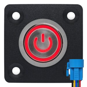 ProRide Metalen drukschakelaar Inbouwpaneel 220V ON-OFF - 22mm - met Aansluitkabel - LED indicatie Rood