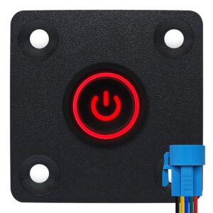 ProRide Metalen Pulsschakelaar Inbouwpaneel 12V OFF-(ON) - 16mm - met Aansluitkabel - Spatwaterdicht - 12V/24V - LED indicatie Rood