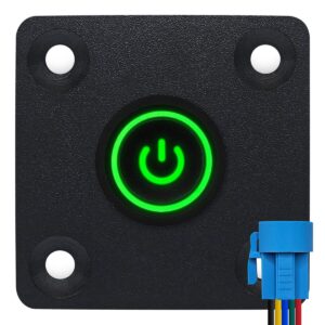 ProRide Metalen Pulsschakelaar Inbouwpaneel 12V OFF-(ON) - 16mm - met Aansluitkabel - Spatwaterdicht - 12V/24V - LED indicatie Groen