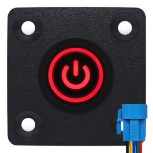 ProRide Metalen Pulsschakelaar Inbouwpaneel 12V OFF-(ON) - 19mm - met Aansluitkabel - Spatwaterdicht - 12V/24V - LED indicatie Rood