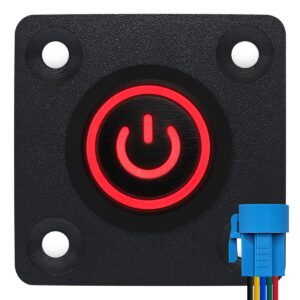 ProRide Metalen Pulsschakelaar Inbouwpaneel 12V OFF-(ON) - 22mm - met Aansluitkabel - Spatwaterdicht - 12V/24V - LED indicatie Rood