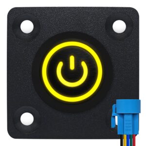 ProRide Metalen Pulsschakelaar Inbouwpaneel 12V OFF-(ON) - 22mm - met Aansluitkabel - Spatwaterdicht - 12V/24V - LED indicatie Geel