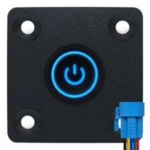ProRide Metalen Pulsschakelaar Inbouwpaneel 220V OFF-(ON) - 16mm - met Aansluitkabel - Spatwaterdicht - LED indicatie Blauw