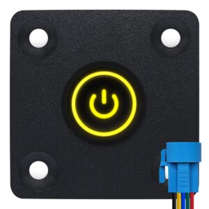 ProRide Metalen Pulsschakelaar Inbouwpaneel 220V OFF-(ON) - 16mm - met Aansluitkabel - Spatwaterdicht - LED indicatie Geel