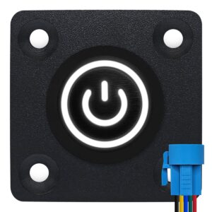 ProRide Metalen Pulsschakelaar Inbouwpaneel 220V OFF-(ON) - 22mm - met Aansluitkabel - Spatwaterdicht - LED indicatie Wit