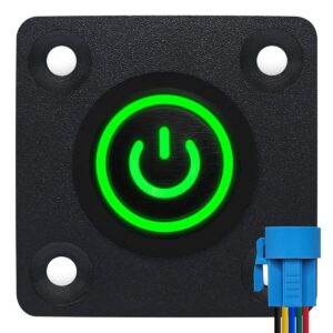 ProRide Metalen Pulsschakelaar Inbouwpaneel 220V OFF-(ON) - 22mm - met Aansluitkabel - Spatwaterdicht - LED indicatie Groen