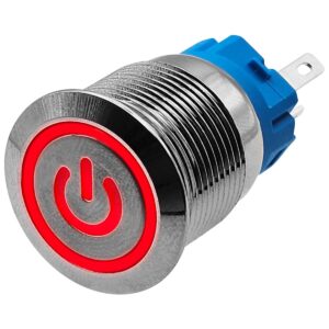 ProRide Metalen Drukschakelaar 220V ON-OFF - 19mm - Aan/uit schakelaar - Spatwaterdicht - LED Indicatie Rood