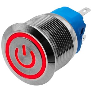 ProRide Metalen Drukschakelaar 220V ON-OFF - 22mm - Aan/uit schakelaar - Spatwaterdicht - LED Indicatie Rood