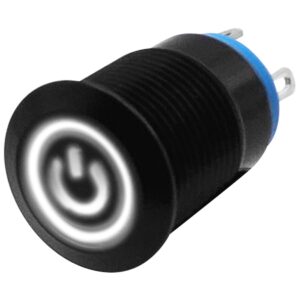 ProRide Metalen Drukschakelaar 12V ON-OFF - 12mm - Aan/uit schakelaar - Spatwaterdicht - 12V/24V - LED Indicatie Wit