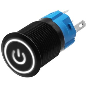 ProRide Metalen Drukschakelaar 220V ON-OFF - 16mm - Aan/uit schakelaar - Spatwaterdicht - LED Indicatie Wit