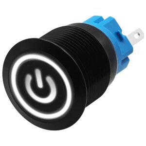 ProRide Metalen Drukschakelaar 220V ON-OFF - 19mm - Aan/uit schakelaar - Spatwaterdicht - LED Indicatie Wit