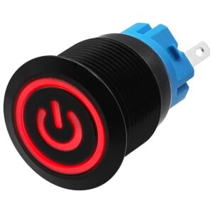 ProRide Metalen Pulsschakelaar 220V OFF-(ON) - 19mm - Momentschakelaar - Spatwaterdicht - LED Indicatie Rood
