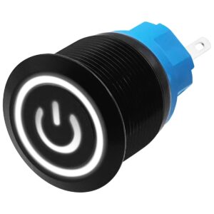 ProRide Metalen Drukschakelaar 220V ON-OFF - 22mm - Aan/uit schakelaar - Spatwaterdicht - LED Indicatie Wit