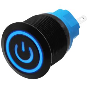 ProRide Metalen Drukschakelaar 220V ON-OFF - 22mm - Aan/uit schakelaar - Spatwaterdicht - LED Indicatie Blauw