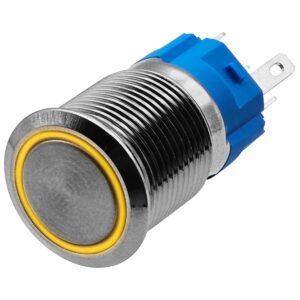 ProRide Metalen Drukschakelaar 12V ON-OFF - 16mm - Aan/uit schakelaar - Spatwaterdicht - 12V/24V - LED Indicatie Geel