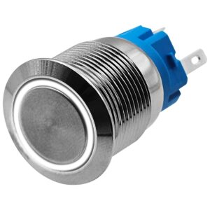 ProRide Metalen Drukschakelaar 12V ON-OFF - 19mm - Aan/uit schakelaar - Spatwaterdicht - 12V/24V - LED Indicatie Wit