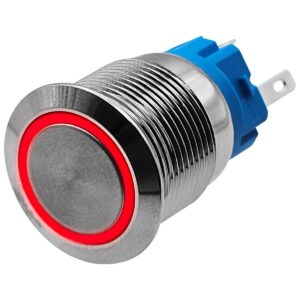 ProRide Metalen Drukschakelaar 12V ON-OFF - 19mm - Aan/uit schakelaar - Spatwaterdicht - 12V/24V - LED Indicatie Rood