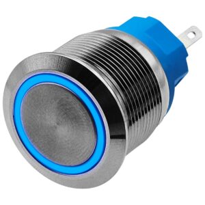 ProRide Metalen Drukschakelaar 12V ON-OFF - 22mm - Aan/uit schakelaar - Spatwaterdicht - 12V/24V - LED Indicatie Blauw