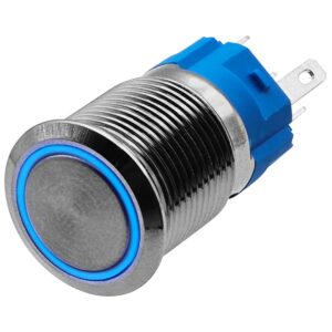 ProRide Metalen Drukschakelaar 220V ON-OFF - 16mm - Aan/uit schakelaar - Spatwaterdicht - LED Indicatie Blauw