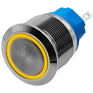 ProRide Metalen Drukschakelaar 220V ON-OFF - 22mm - Aan/uit schakelaar - Spatwaterdicht - LED Indicatie Geel