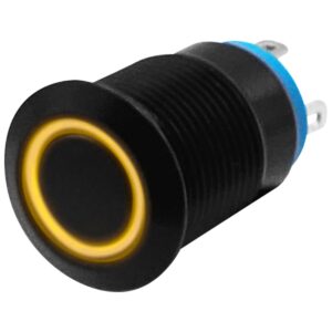 ProRide Metalen Drukschakelaar 12V ON-OFF - 12mm - Aan/uit schakelaar - Spatwaterdicht - 12V/24V - LED Indicatie Geel