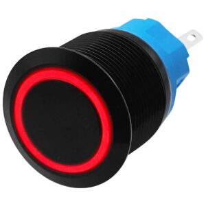 ProRide Metalen Pulsschakelaar 12V OFF-(ON) - 22mm - Momentschakelaar - Spatwaterdicht - 12V/24V - LED Indicatie Rood