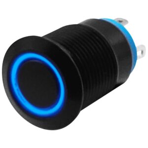 ProRide Metalen Drukschakelaar 220V ON-OFF - 12mm - Aan/uit schakelaar - Spatwaterdicht - LED Indicatie Blauw