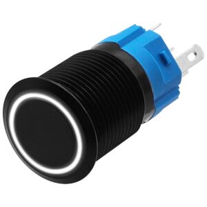 ProRide Metalen Pulsschakelaar 220V OFF-(ON) - 16mm - Momentschakelaar - Spatwaterdicht - LED Indicatie Wit