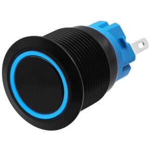 ProRide Metalen Pulsschakelaar 220V OFF-(ON) - 19mm - Momentschakelaar - Spatwaterdicht - LED Indicatie Blauw