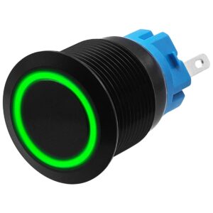ProRide Metalen Pulsschakelaar 220V OFF-(ON) - 19mm - Momentschakelaar - Spatwaterdicht - LED Indicatie Groen