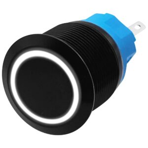 ProRide Metalen Pulsschakelaar 220V OFF-(ON) - 22mm - Momentschakelaar - Spatwaterdicht - LED Indicatie Wit