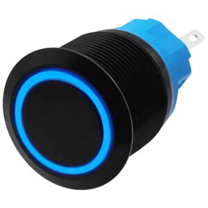 ProRide Metalen Pulsschakelaar 220V OFF-(ON) - 22mm - Momentschakelaar - Spatwaterdicht - LED Indicatie Blauw