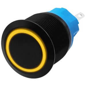 ProRide Metalen Drukschakelaar 220V ON-OFF - 22mm - Aan/uit schakelaar - Spatwaterdicht - LED Indicatie Geel